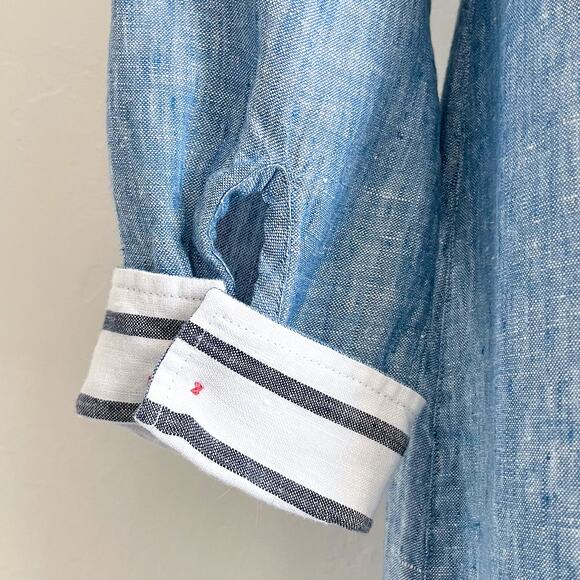 Soft Surroundings Blue Linen Button-Up Shirtdress Tunic NWOT - Picture 6 of 9